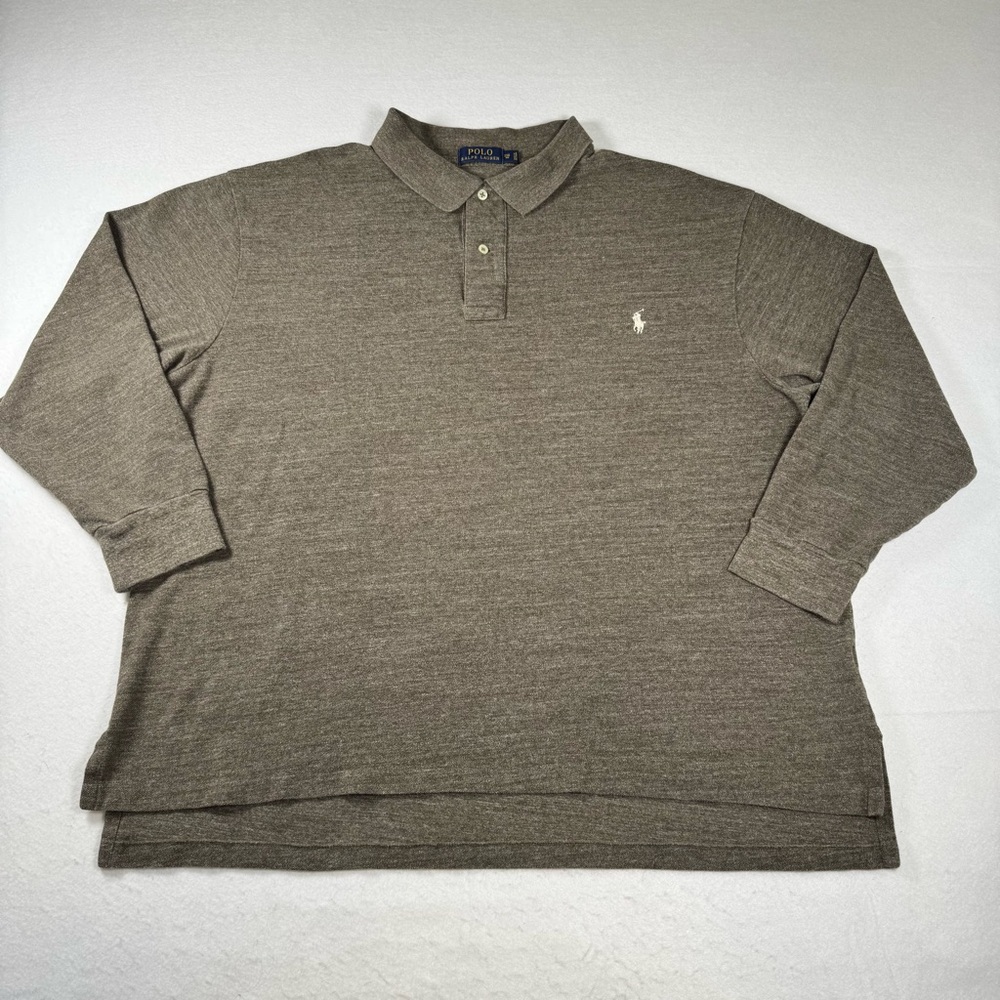 Polo Ralph Lauren Men’s 2XB‎ Brown Long‑Sleeve Cotton Polo Shirt - Picture 3 of 13